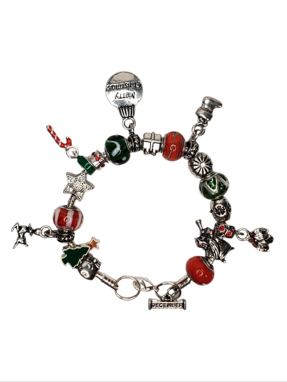 Estate Willabee & Ward Silver-Tone December Charm Bracelet Christmas Theme